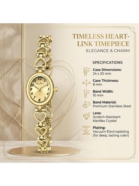 Women\'s All Gold Analog Quartz Oval Waterproof Vintage Bracelet Luxury Watch main image 4